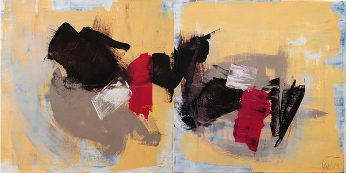 Diptychon mit dem Titel Leichtigkeit
