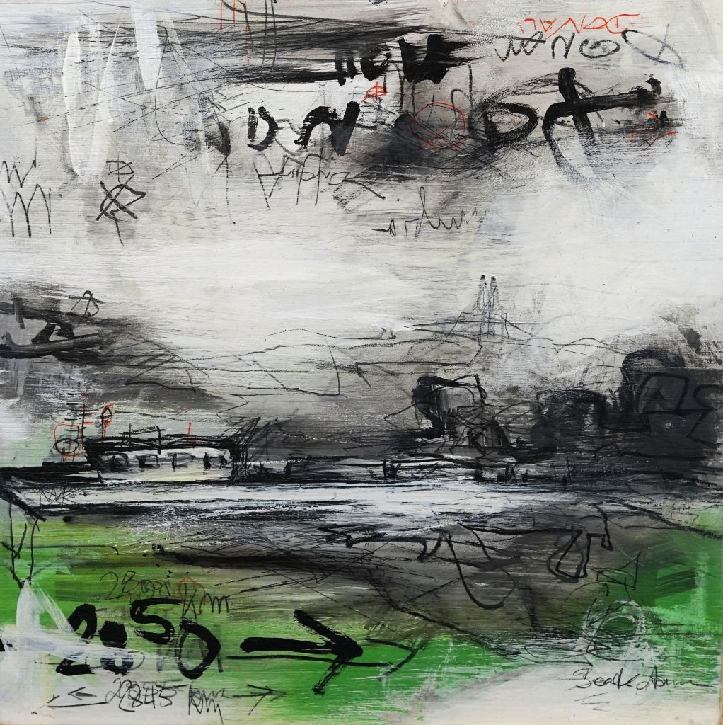 Teil des Diptychon mit dem Titel III Flussschifffahrt