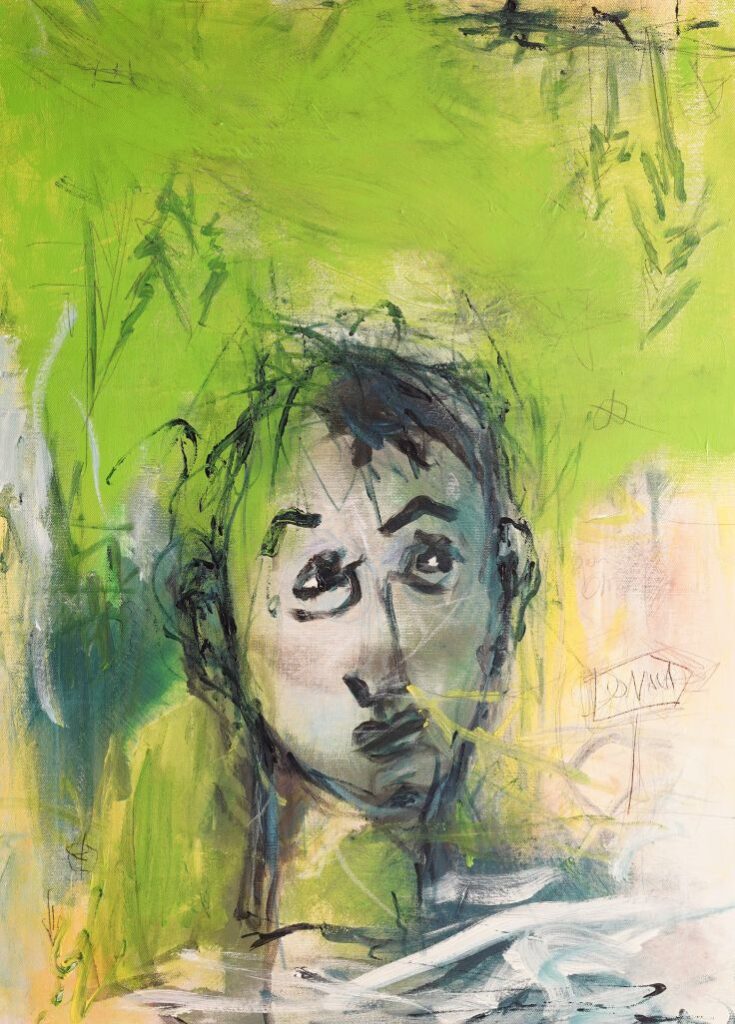 Werk mit dem Titel "Portrait in Apfelgrün I"