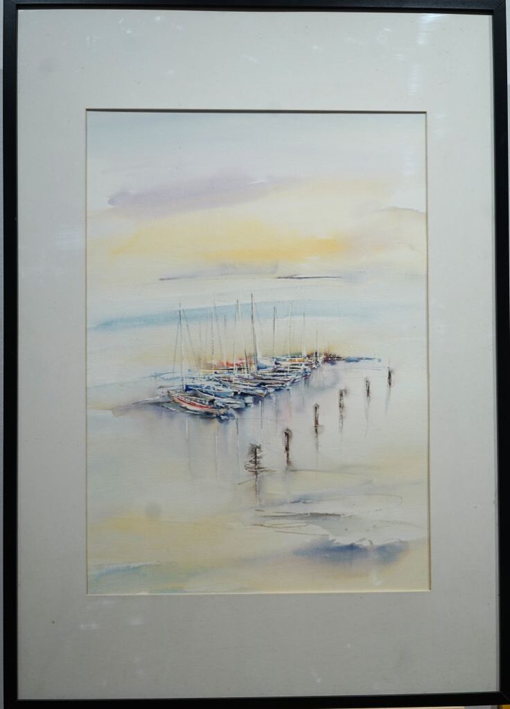 Werk mit dem Titel "Early morning at harbour"